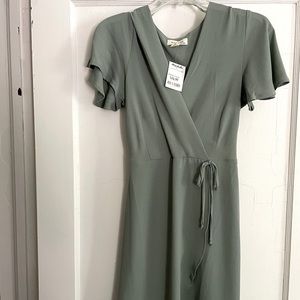 Monteau Sage Green Flutter Sleeve Dress